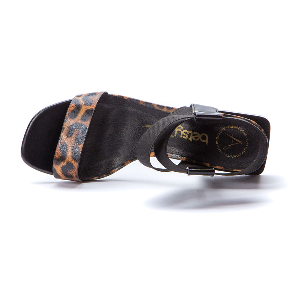 Γυναικεία Πέδιλα BETSY 917011/04-05 Μαύρα-Λεοπάρ