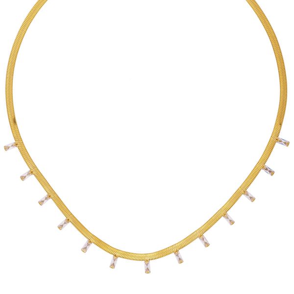 Γυναικείο Κολιέ Ατσάλι N-YH115A-WHITE-G-75 Χρυσο