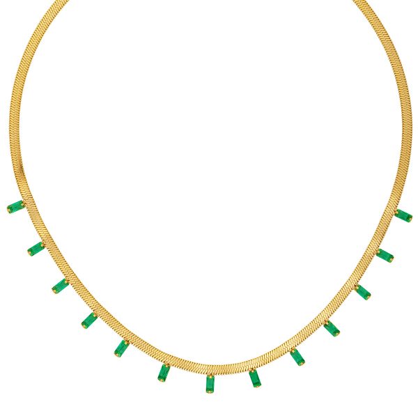 Γυναικείο Κολιέ Ατσάλι N-YH115A-GREEN-G-75 Χρυσο